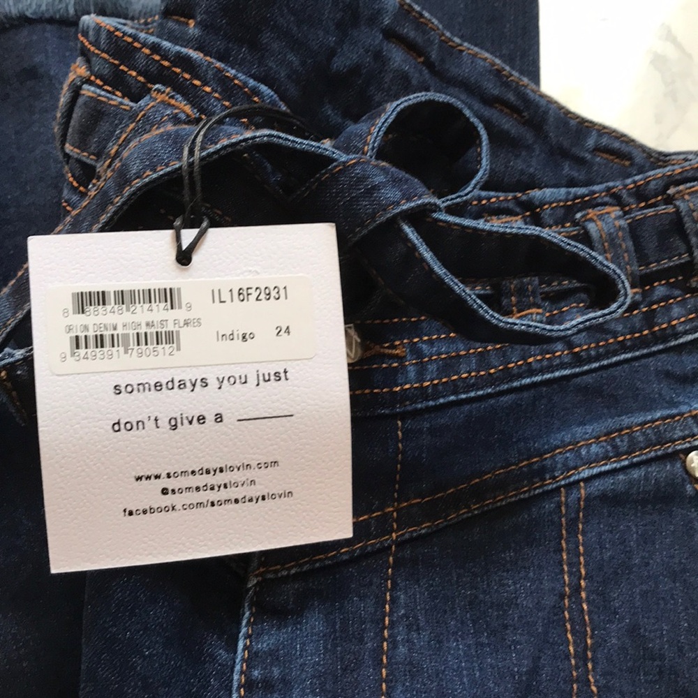 NWT Somedays Lovin High Waist Flare Jeans - Picture 2 of 2